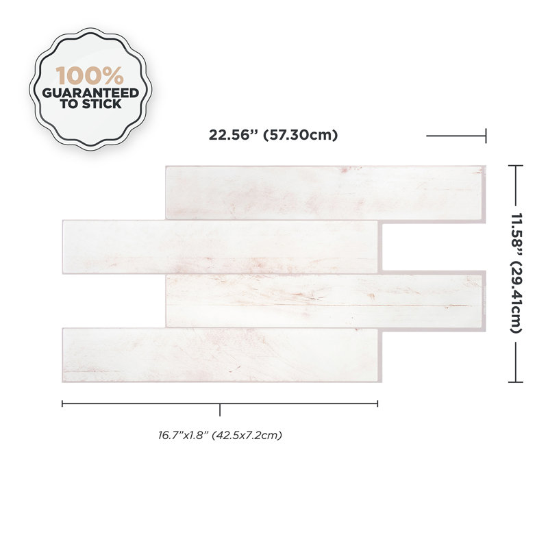 Carreau de dosseret en gel Peel and Stick Norvège 22 po x 12 po (ensemble de 2), Orange-rose / blanc cassé / gris