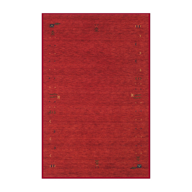 Tapis de zone rouge contemporaine, Rectangle 7 pi x 10 pi