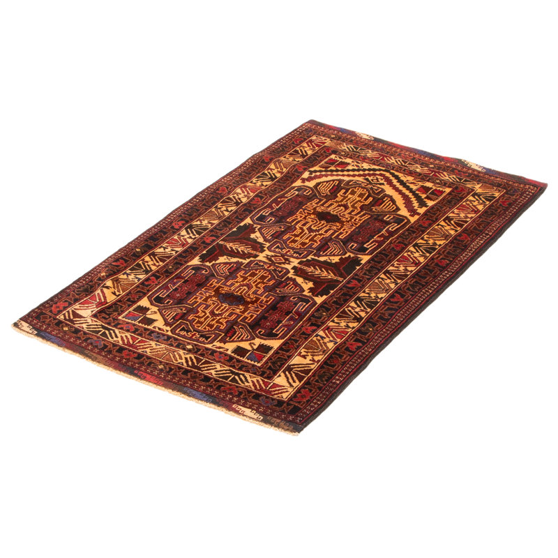 Tapis brun Teimani 3 pi 0 po x 4 pi 11 po