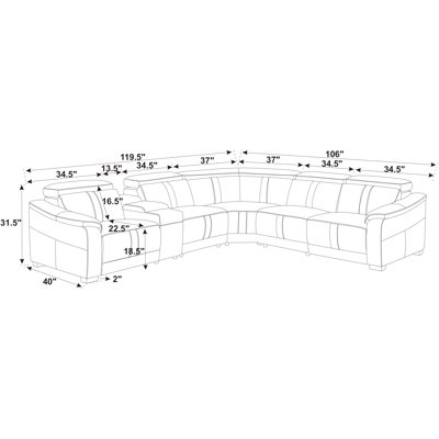 Ayshea Upholstered Power Reclining L-Shaped Sectional Reversible
