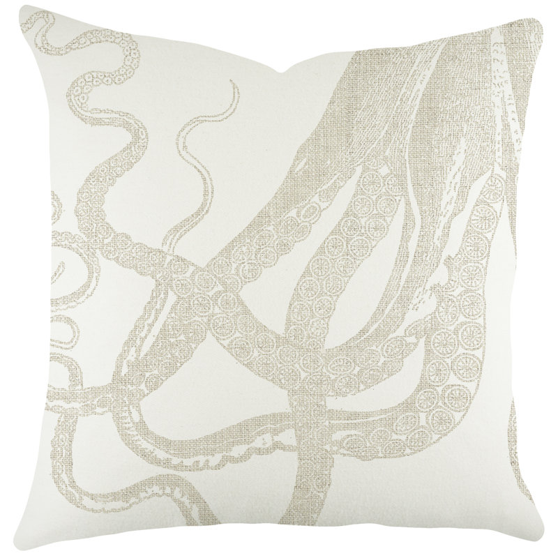 Octopus Cotton Throw Pillow, Natural