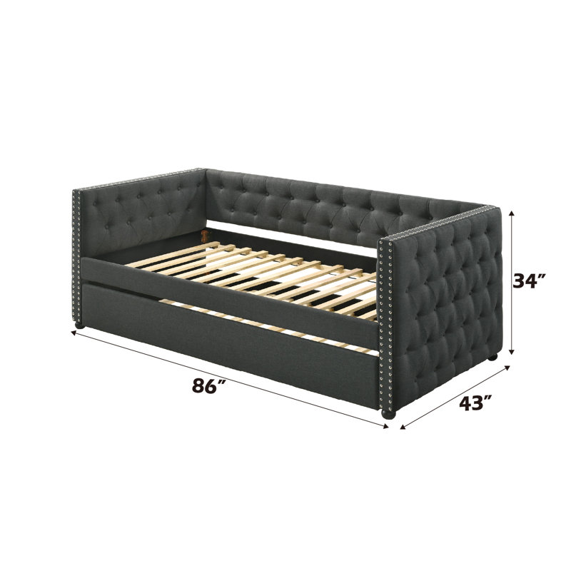 Romona Fabric Daybed W/Trundle (Twin), Gray