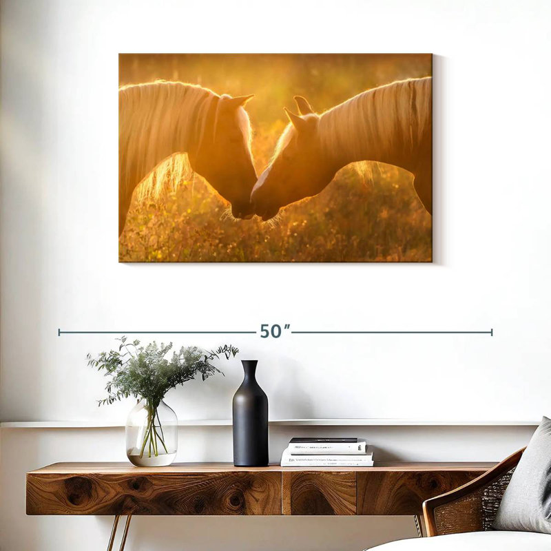 Hardie, coucher de soleil romantique, chevaux, H 24 po x l 36 po