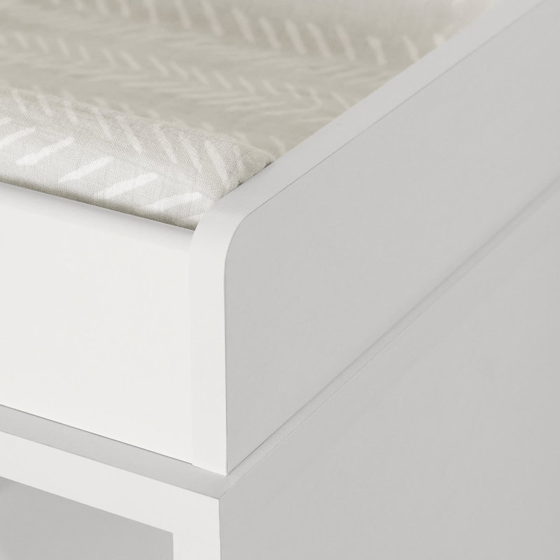 White Wooden Nursery Changing Table with Drawers
