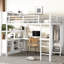 Grand lit mezzanine en métal avec garde-robe et bureau, blanc, uni, peu encombrant, facile à assembler pour les adolescents et les adultes, taille, garde-robe, robuste, économie-326383586