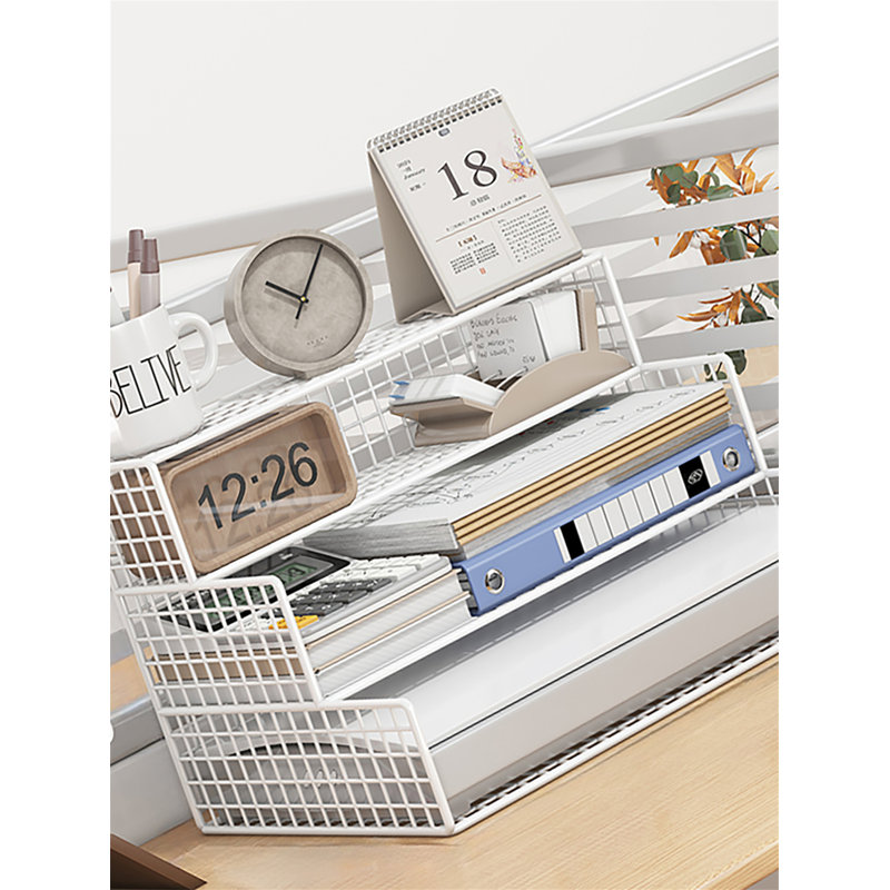 Organisateur de bureau en métal Zarinah, Blanc