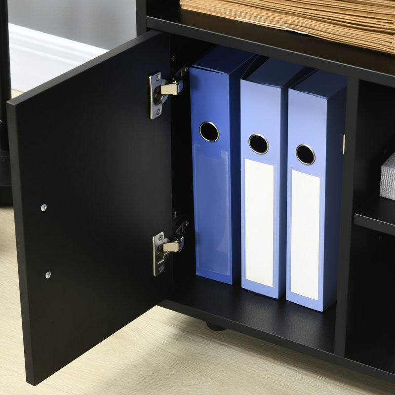 Alysia 1 -Door 3 -Shelf Storage Cabinet, Black