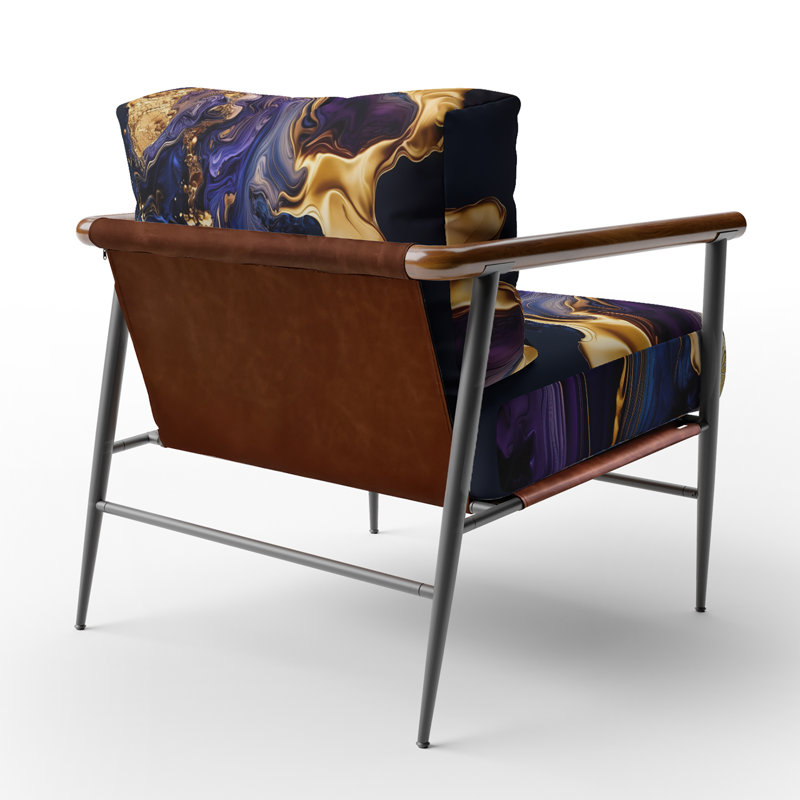 Fauteuil en velours abstrait mauve et bleu 25 po, Noir, noir, noir, noir