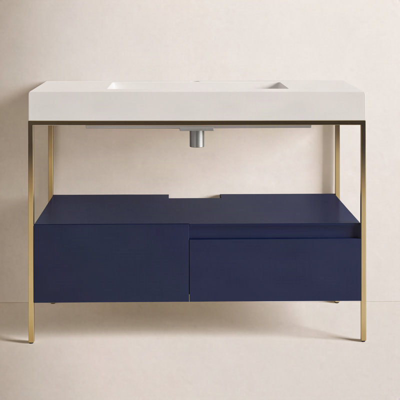 Texel 42" W Single  Vanity, Navy Blue, White, White