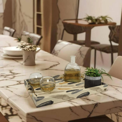 Plateau de service rectangulaire beige 18 po