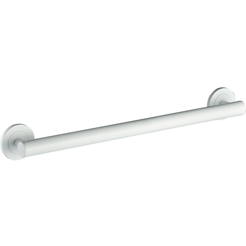 30" Wall-Mounted Lava Grab Bar - Matte White, Premium Brass Construction, Installation Hardware Included, Matte White, 30" W