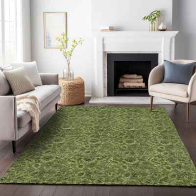 Tapis olive de qualité supérieure lavable à la machine Addington
