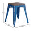 Tabouret de table intérieur en métal empilable de 18 po avec siège en bois Alsadig-627681966