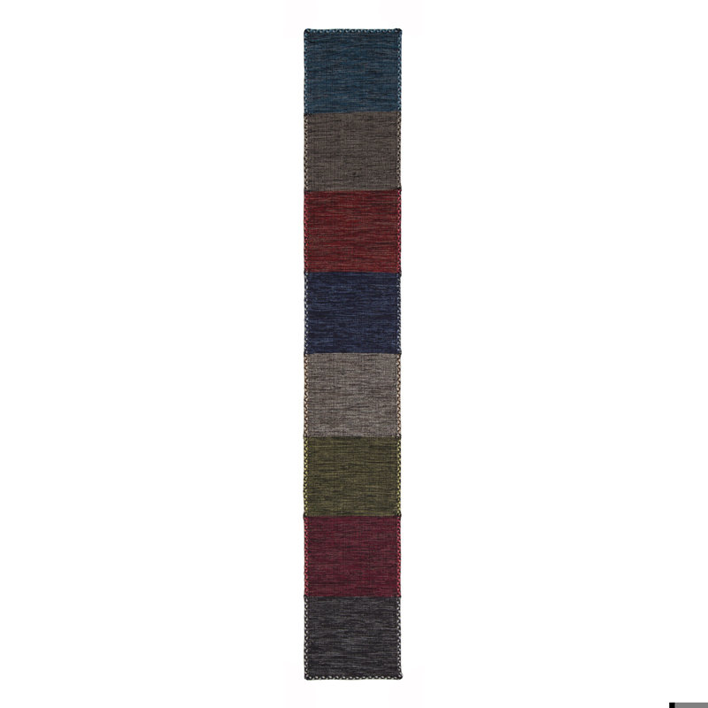 Tapis noir en coton tissé à la main Dario Authentic, Rectangle 9 pi x 13 pi