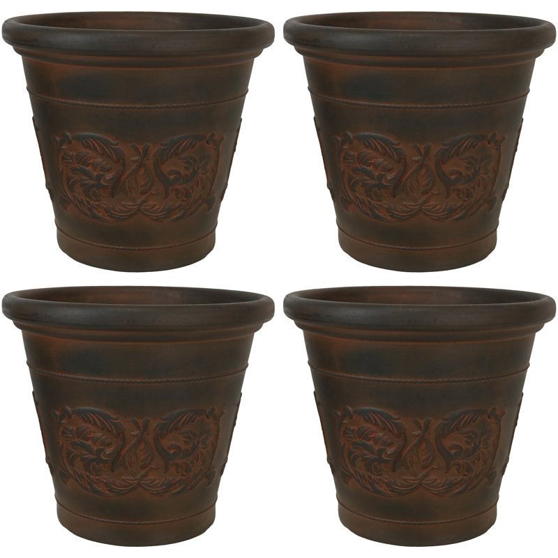 Kehlani 16" x 16" x 13.5" Round Polyresin Outdoor Planter Pot, 4