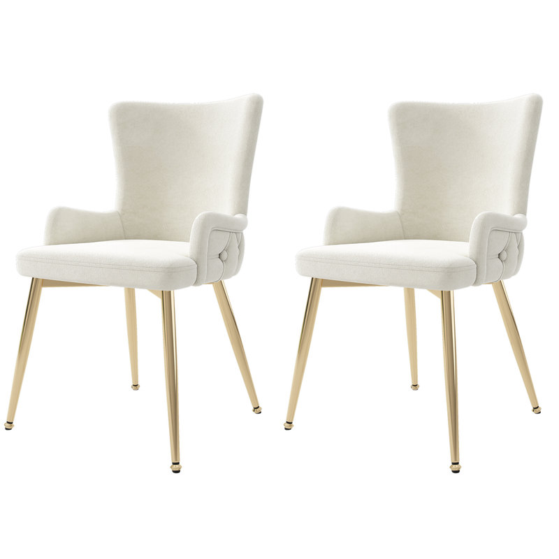 Tufted Velvet Upholstered Parsons Chair in Beige