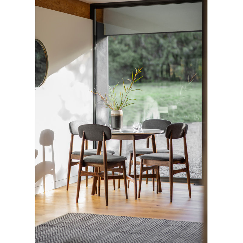 Adaline Round Marble Top Solid Wood Base Dining Table