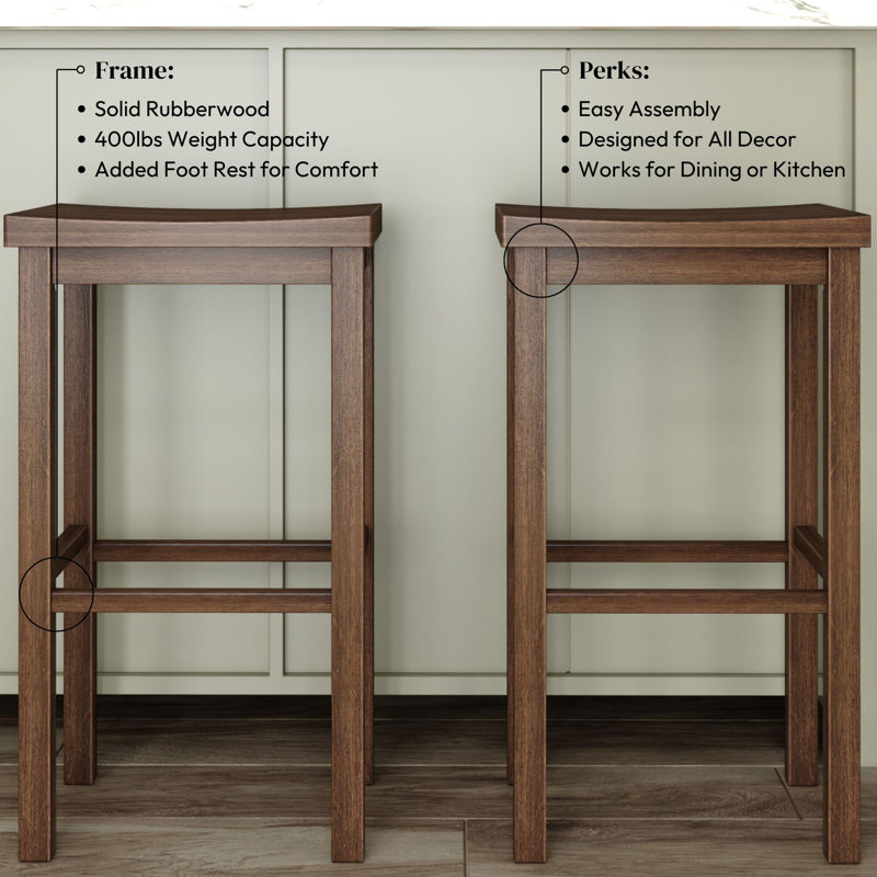 Stool Bar Height (30in) - 2 pack, Walnut, Walnut