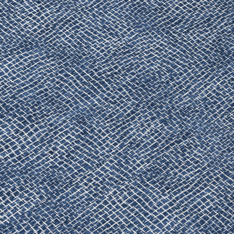 Navy Rectangular Washable Synthetic Indoor/Outdoor Rug