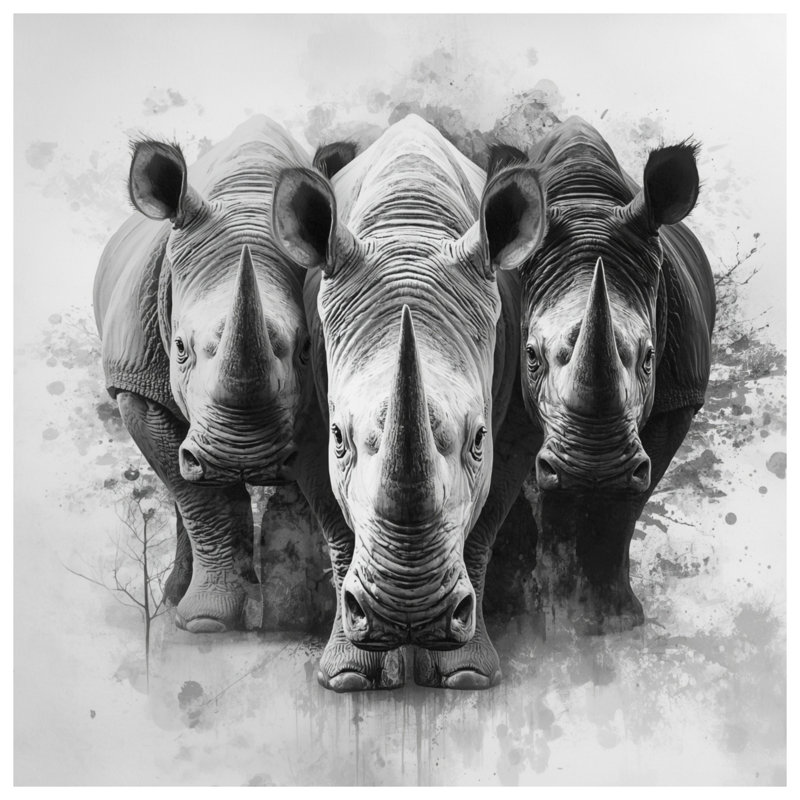 Housses de couette Three Rhinos Illustration, Très grand lit