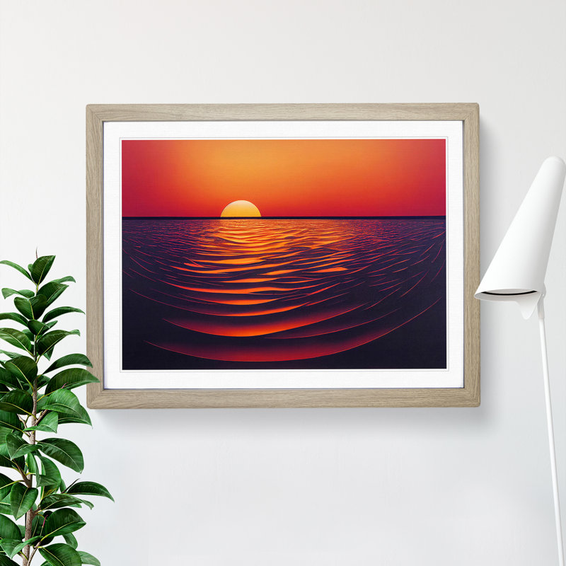 Ethereal Ocean Sunset - Framed Print, 46cm H x 64cm W x 2cm D, Oak