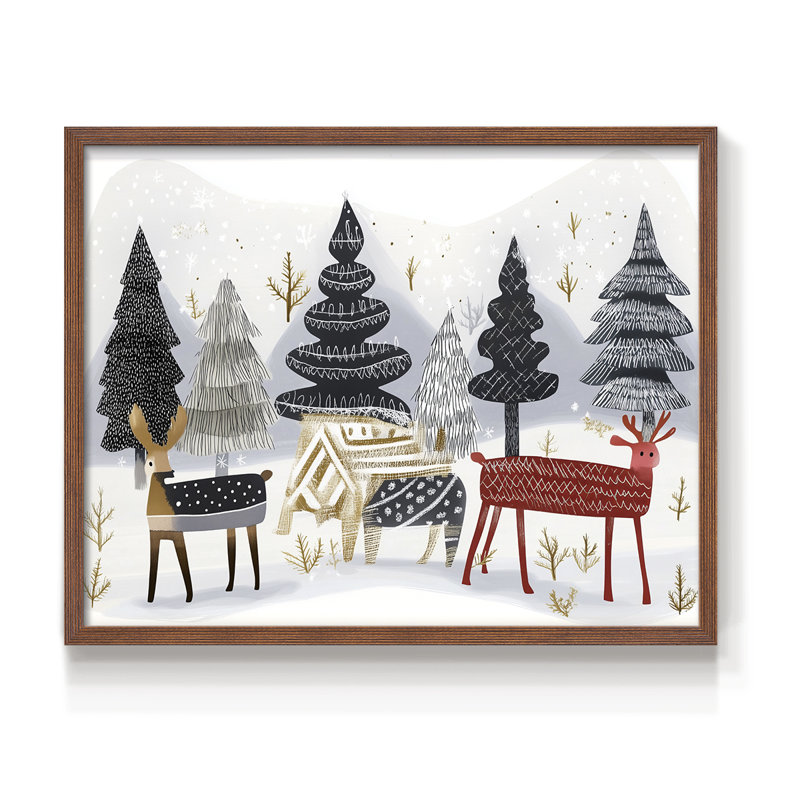 Chirstmas Art-CXLVII -Framed Print - Restickable, H 22 po x l 28 po, Noyer