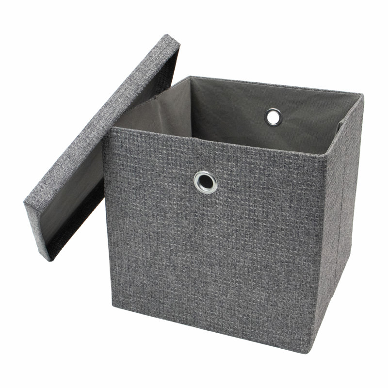 17 Stories Fabric Decorative Basket, Yes, Grey