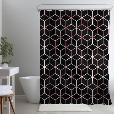 Geometric – Polyester Shower Curtain, Dye Sublimation Print, 71" W × 74" L