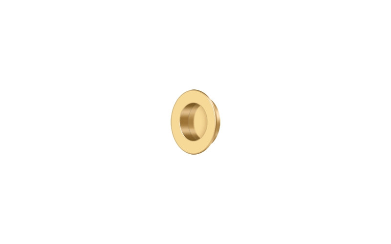 Deltana FP238U5 Flush Pull , Round, HD, 2-3/8", Solid Brass in Antique Brass, 1 7/8", Satin Brass
