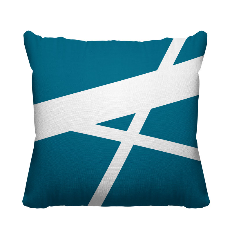 Coussin décoratif intérieur / extérieur Seward Abstract Lines, L 17 po x H 17 po, Turquoise