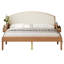 Lit plateforme en bois avec tête de lit rembourrée et étagères de rangement latérales-970735068-970735070