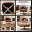 Fauteuil d'appoint pivotant à 360 ° rouge en lin moderne - compact pour les petits espaces-990317851-990317848-990317849