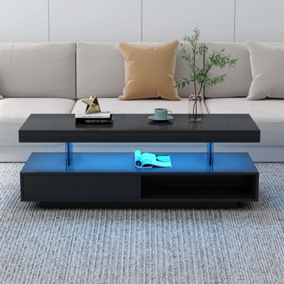 Boby Coffee Table with Storage,Center Table with LED Lights,living room table