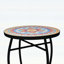Table d'appoint d'extérieur ronde avec plateau de style mosaïque et pieds incurvés en fer