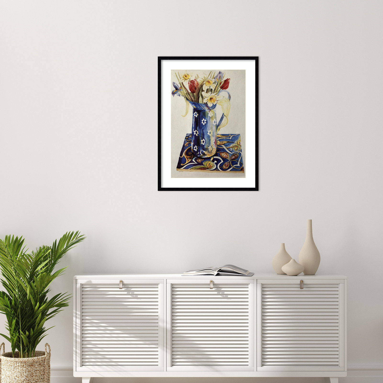 Tulips Print by Joan Thewsey, 33" H x 25" W, Black