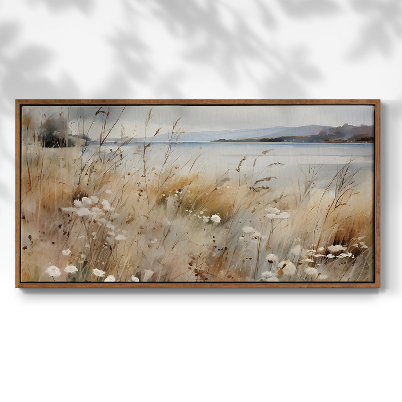 Paysage, série Mxxi, toile tendue avec châssis, prête à être accrochée, H 21 po x l 41 po, Noyer
