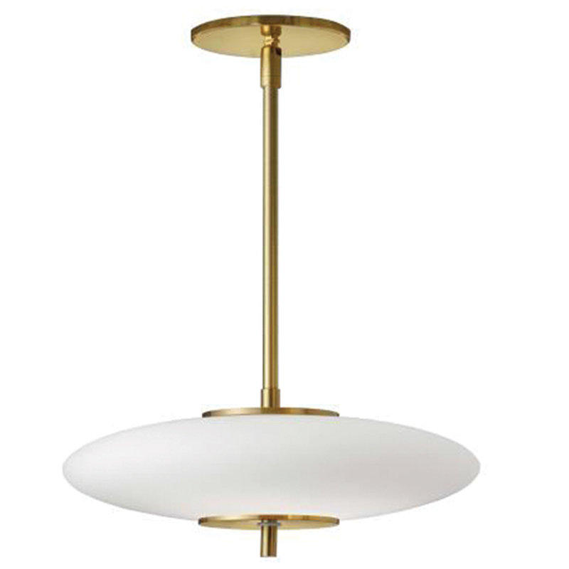 Luminaire suspendu simple à 1 lumière Kotz, Blanc opale / laiton vieilli
