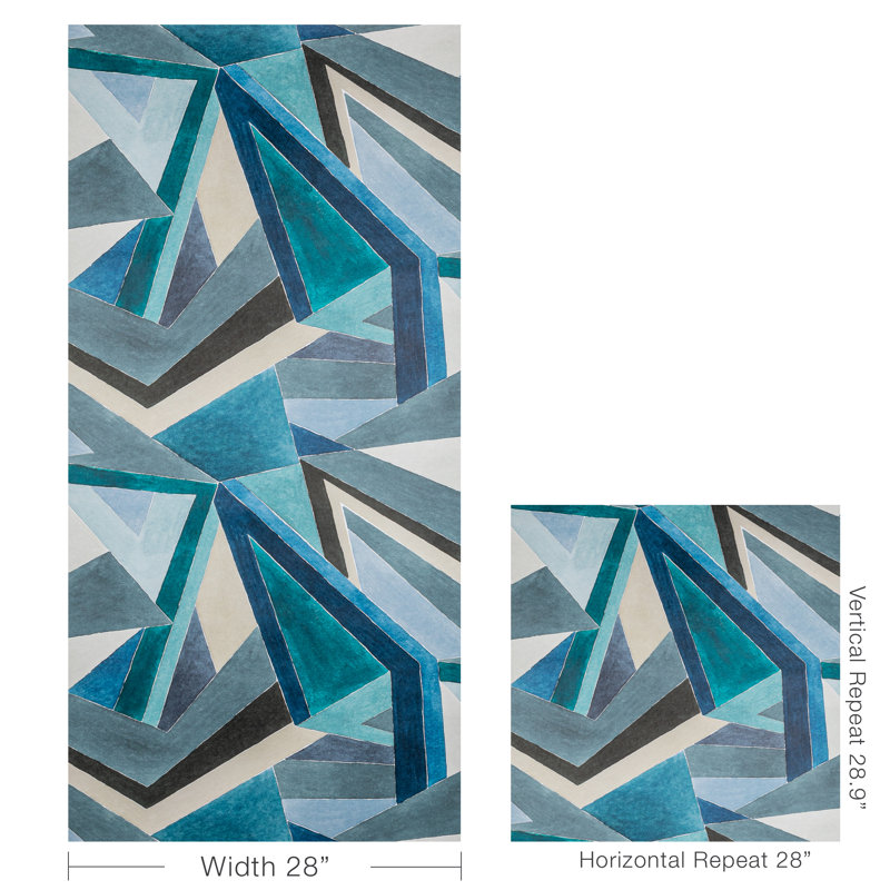 Rhapsody Roulade 33' L x 28.35" W Wallpaper Roll, Navy/Teal