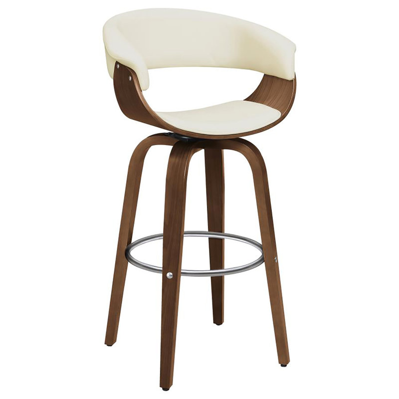 Tabouret tournant noyer et écru, Crème, crème