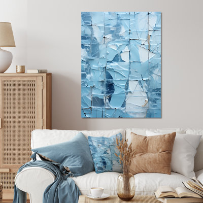 «White Blue Frosty Collage II», art mural abstrait en métal