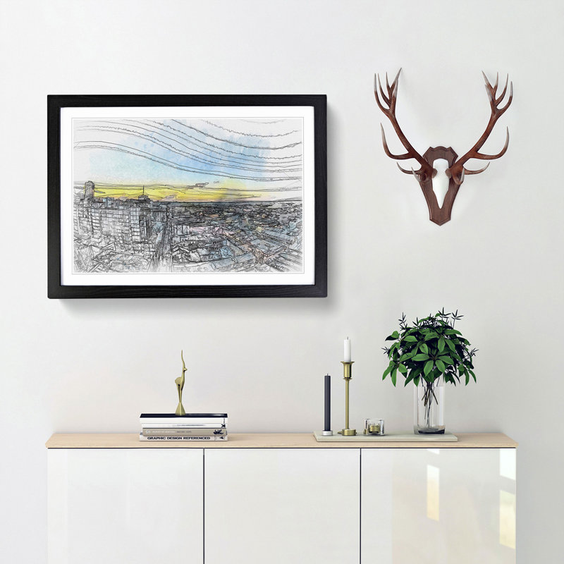 Above New Orleans in Louisiana in Abstract - Framed Print, 62cm H x 87cm W x 2cm D, Black Framed