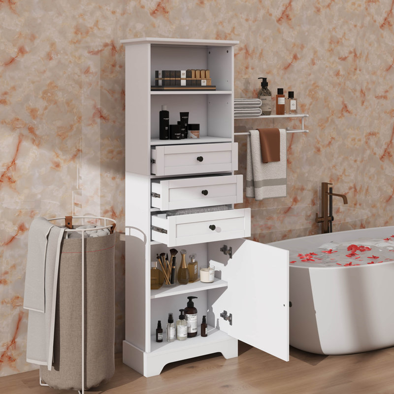 Armoires de rangement avec 3 tiroirs et une tablette réglable parfaite pour les espaces compacts et verticaux, Blanc