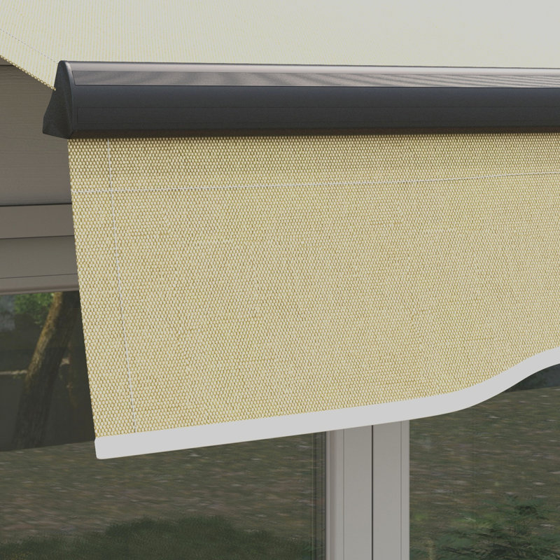 Auvent de patio rétractable 8 pi x 6,5 pi, parasol à réglage manuel, tissu 280 g / m², structure en aluminium, auvent de jardin beige de 6,5 pi, fonctionnement à l'abri du soleil, solide