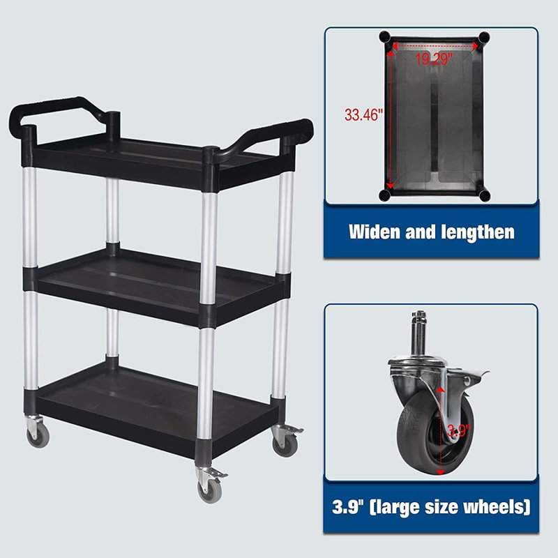 Service Cart With Wheels Lockable Large Size, Plastic Restaurant...