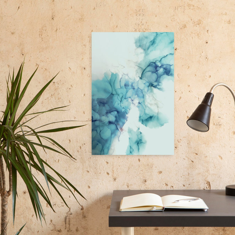Eau bleue abstraite, art contemporain, H 24 po x l 16 po