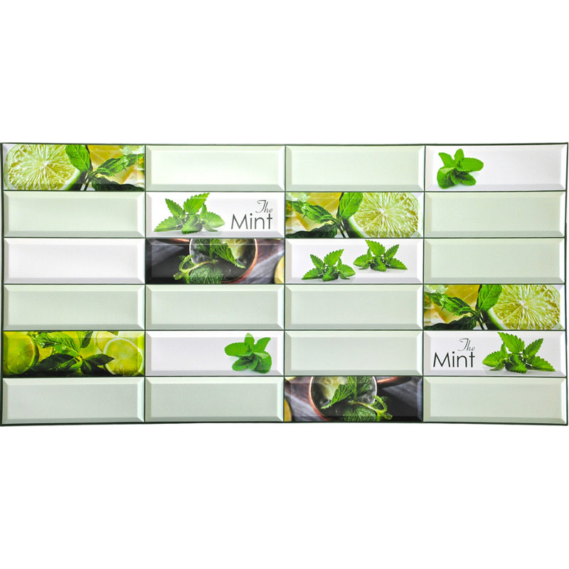 Panneau mural en vinyle l 38 po x l 19 po blanc/vert Falkirk 3D