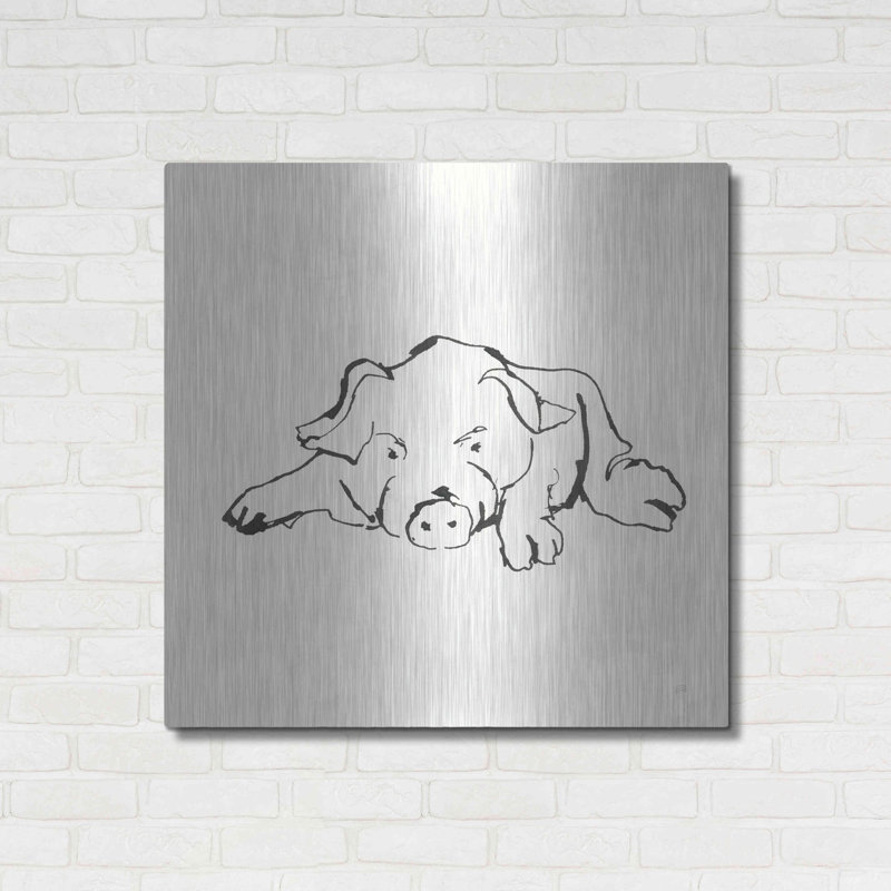 Art mural en métal «Line Pig I» par Chris Paschke, H 36 po x l 36 po