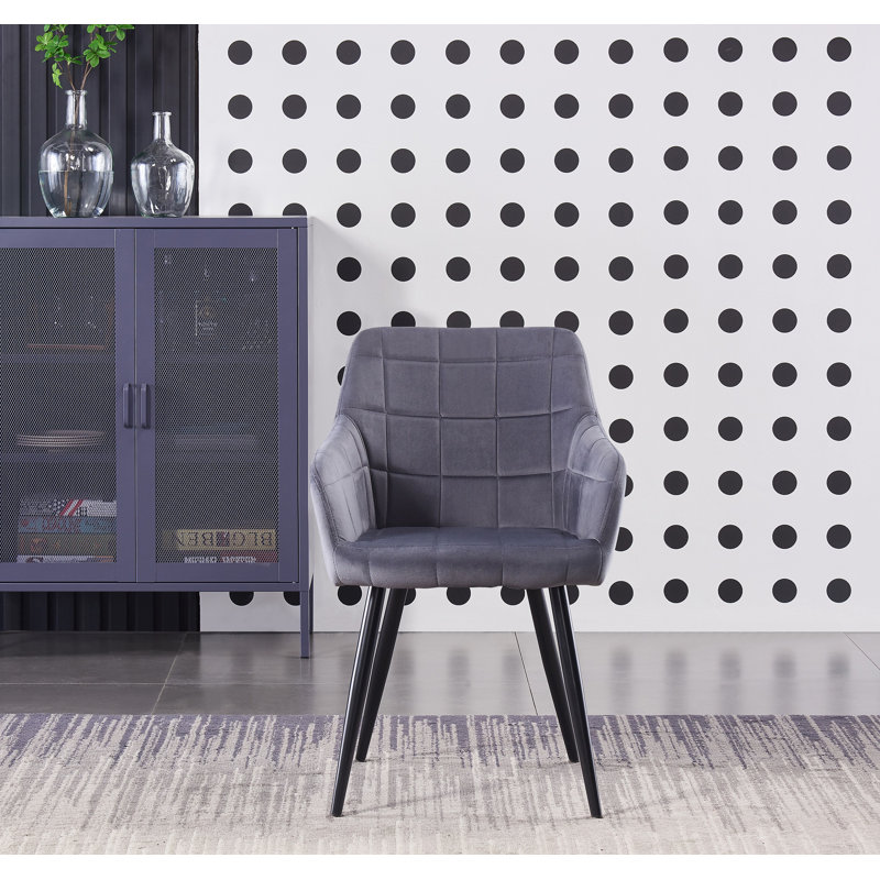 Yerres Modern Velvet Dining Chairs - Ergonomic Curved Back with Metal Legs - Armchair for Dining Room Kitchen Living Room, 6