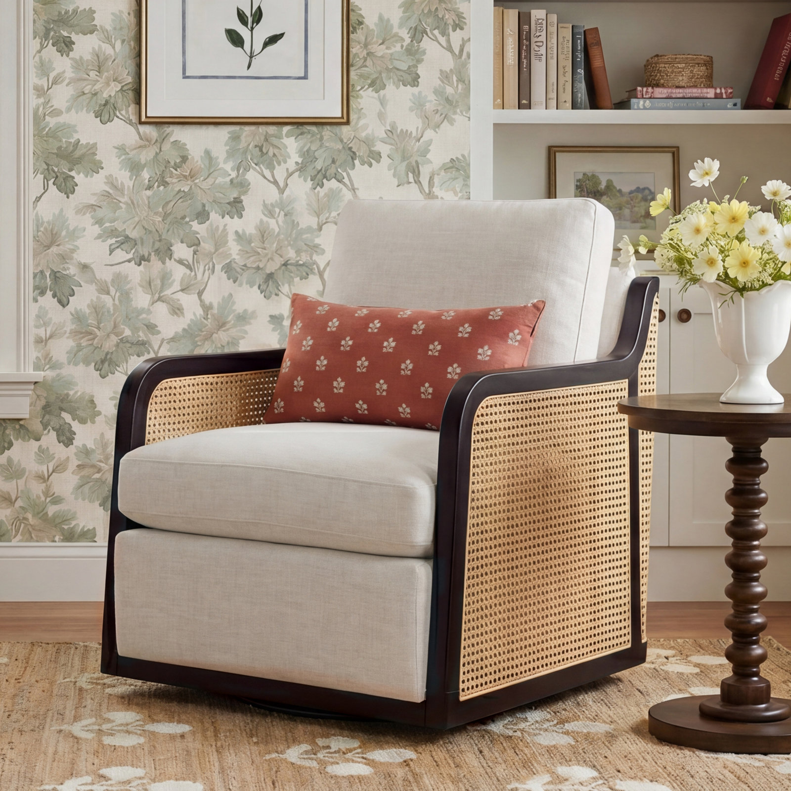Swivel Armchair, Beige