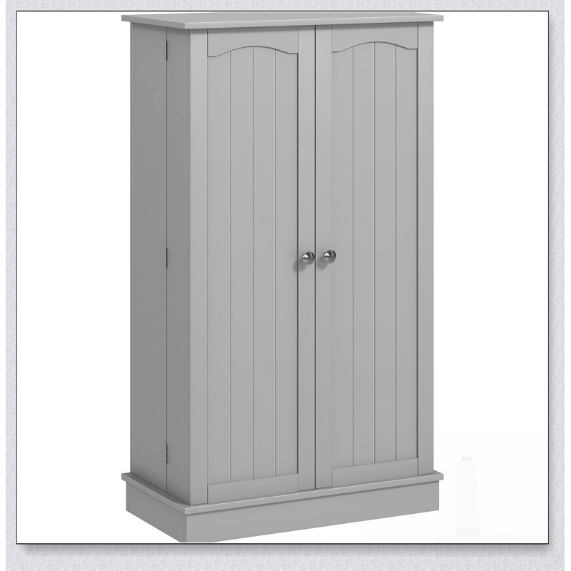 Armoire de rangement pour garde-manger autoportante de 41 pouces avec 12 tablettes de porte, portes doubles, étagères à 5 niveaux et tablettes réglables, gris papier